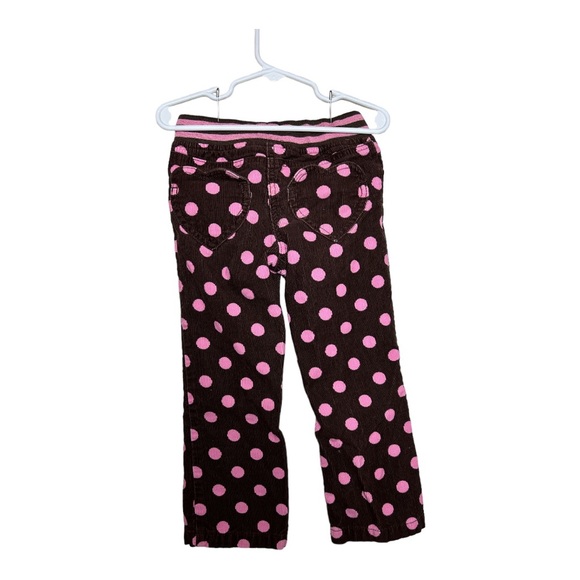 Mini Boden Brown Corduroy Pants with Pink Polkadots Girl’s size 4. [K72] - Picture 2 of 3